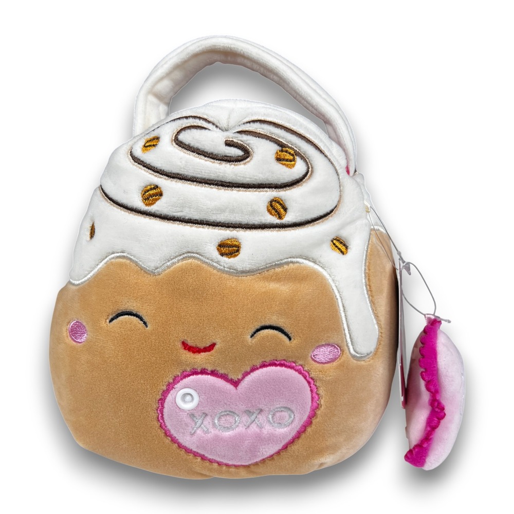 Squishmallows Chanel Cinnamon Roll Valentine Treat Pail Plush XOXO
